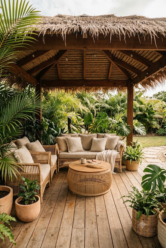 Rattan-Furnished Cabana Retreat