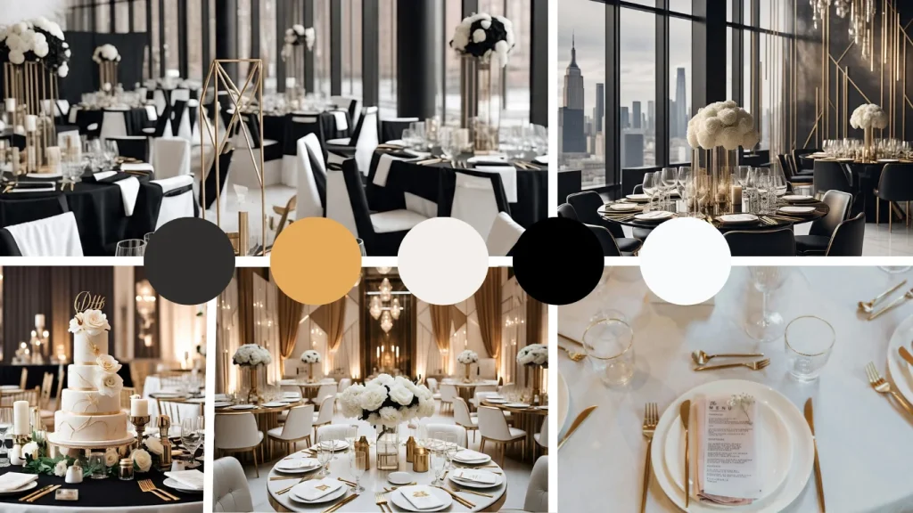 Black, White and Gold Wedding theme