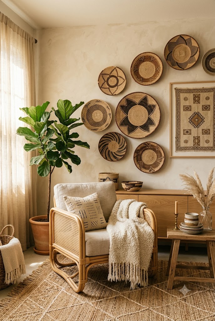 Bolga-style wall baskets