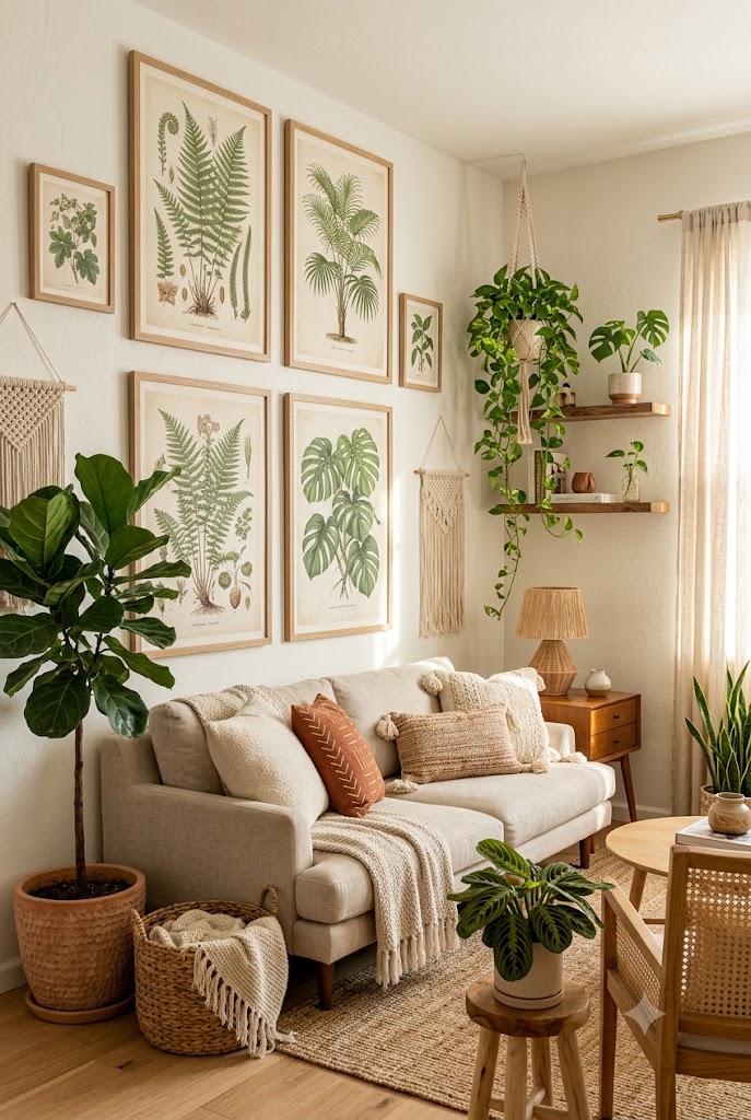 Boho Botanical Wall art with greenry