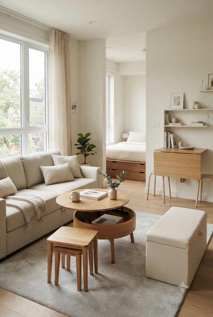 Multi-Functional Furniture in small small-space interior