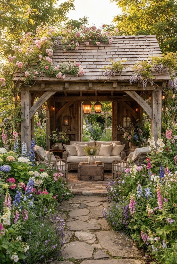 Rustic Wood Garden Cabana