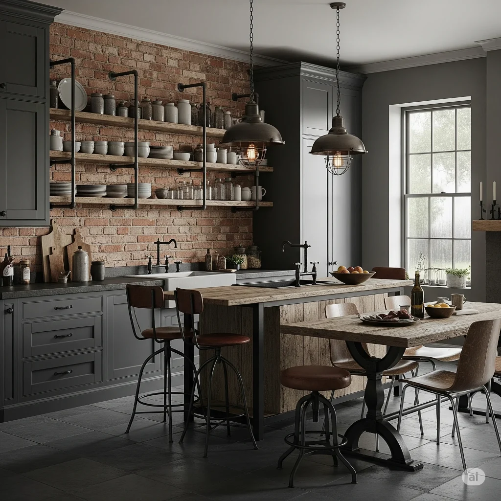 Stormy Gray and Natural Brick colour palette