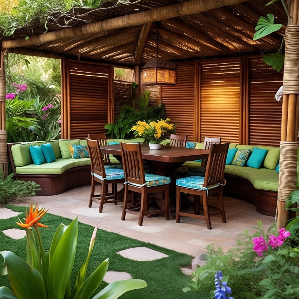 Tropical Oasis with Lush Plants