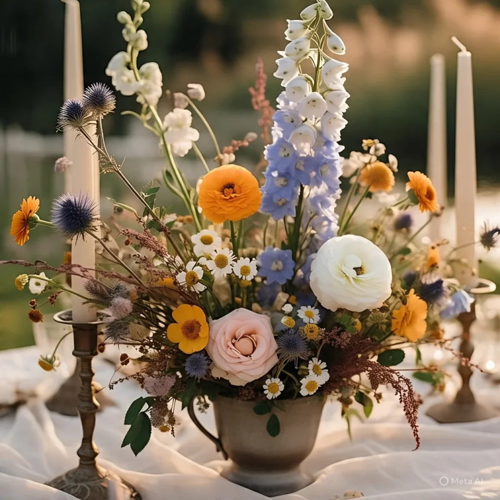 Cottagecore wedding floral decor
