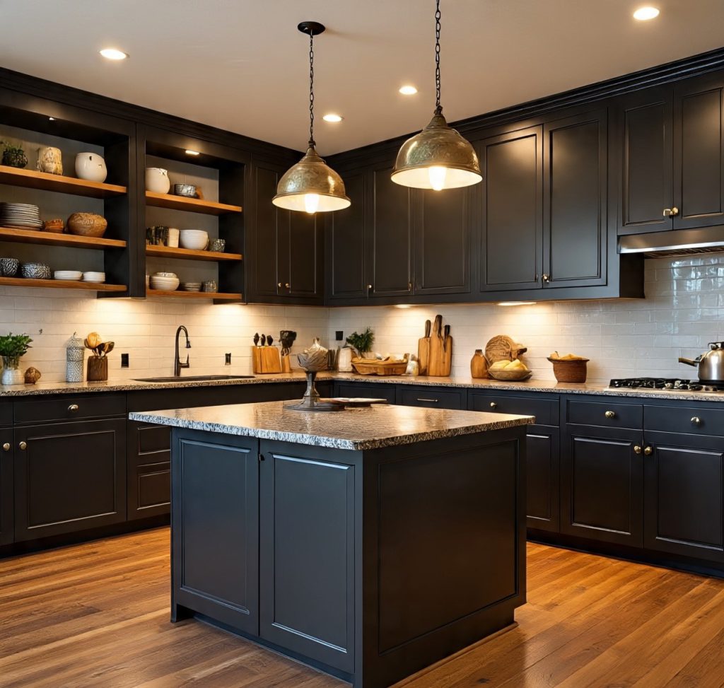 Charcoal and Natural Oak colour palette 