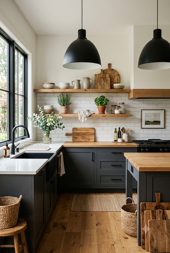 Charcoal and Natural Oak kitchen color 