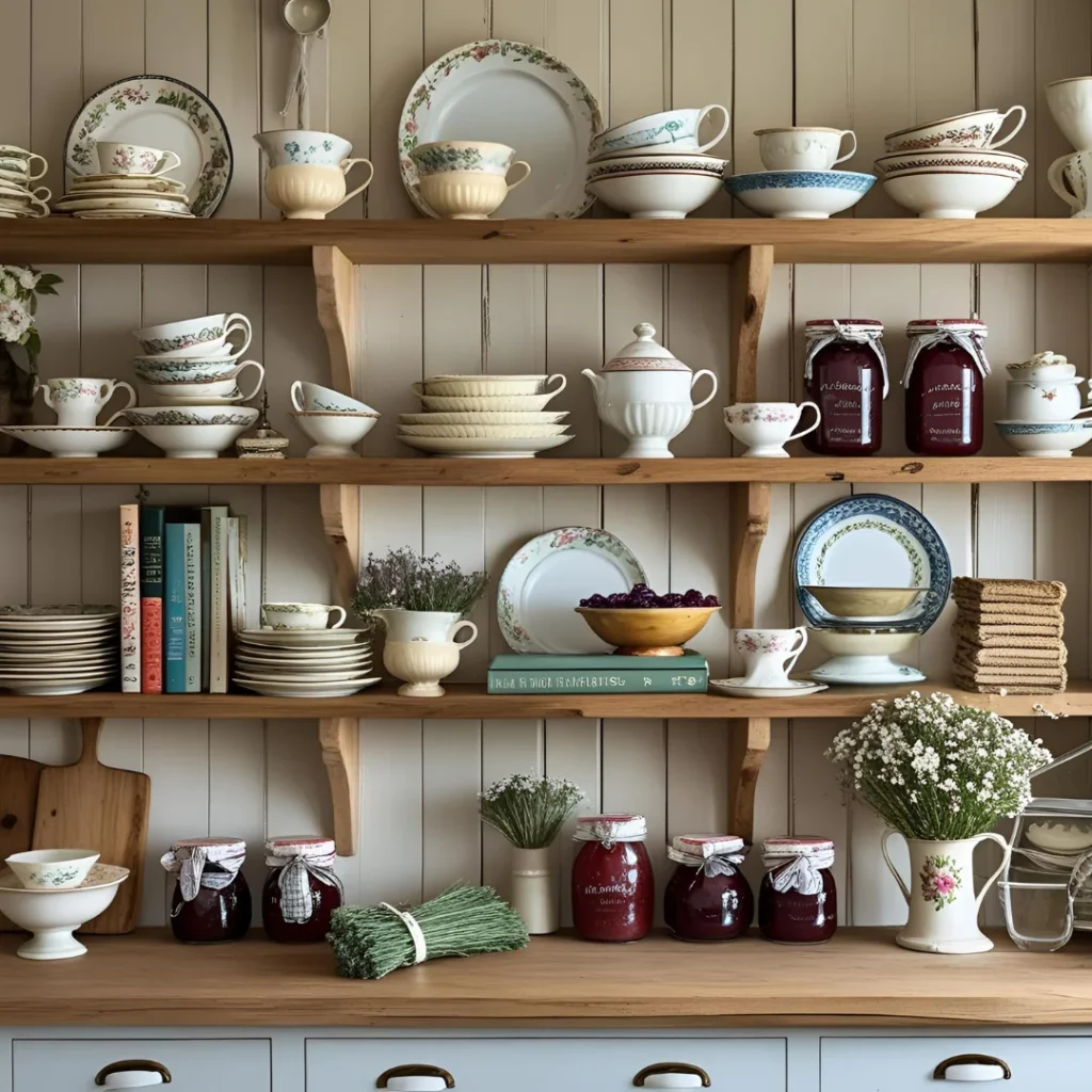Cottagecore Kitchen open Shelving