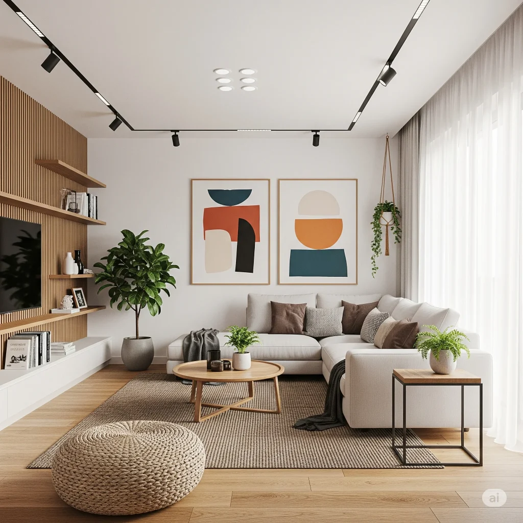 Natural Materials in Japandi Living Room Design