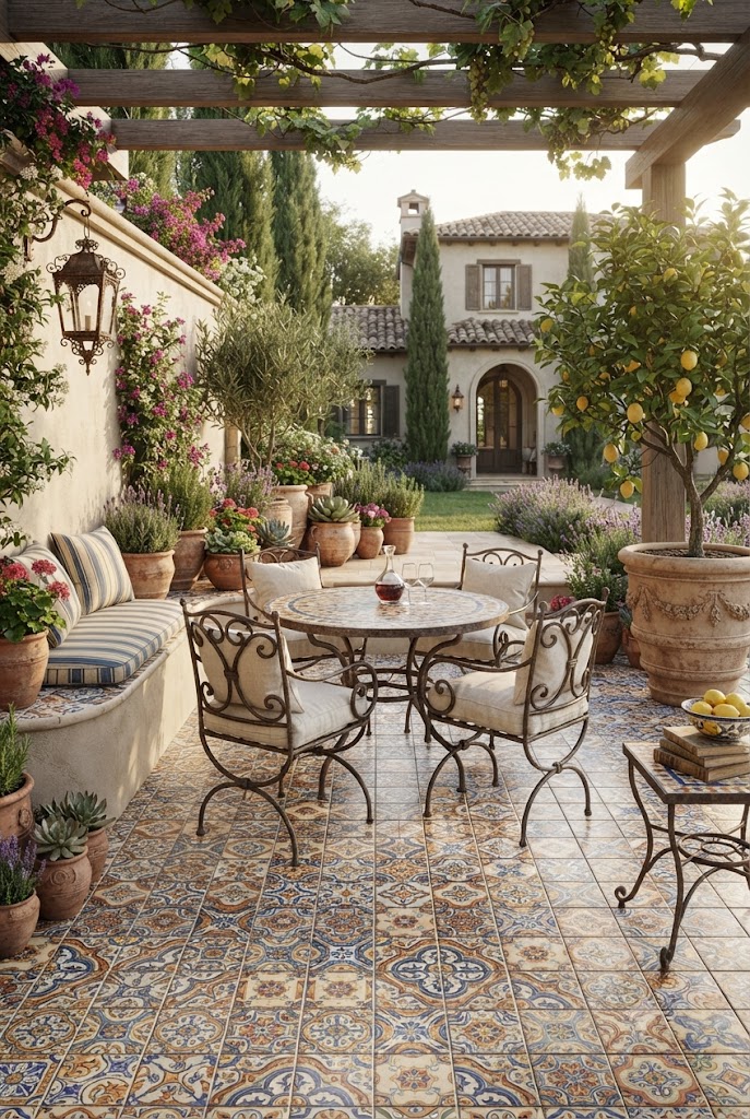 Mediterranean-Inspired Tile Patio
