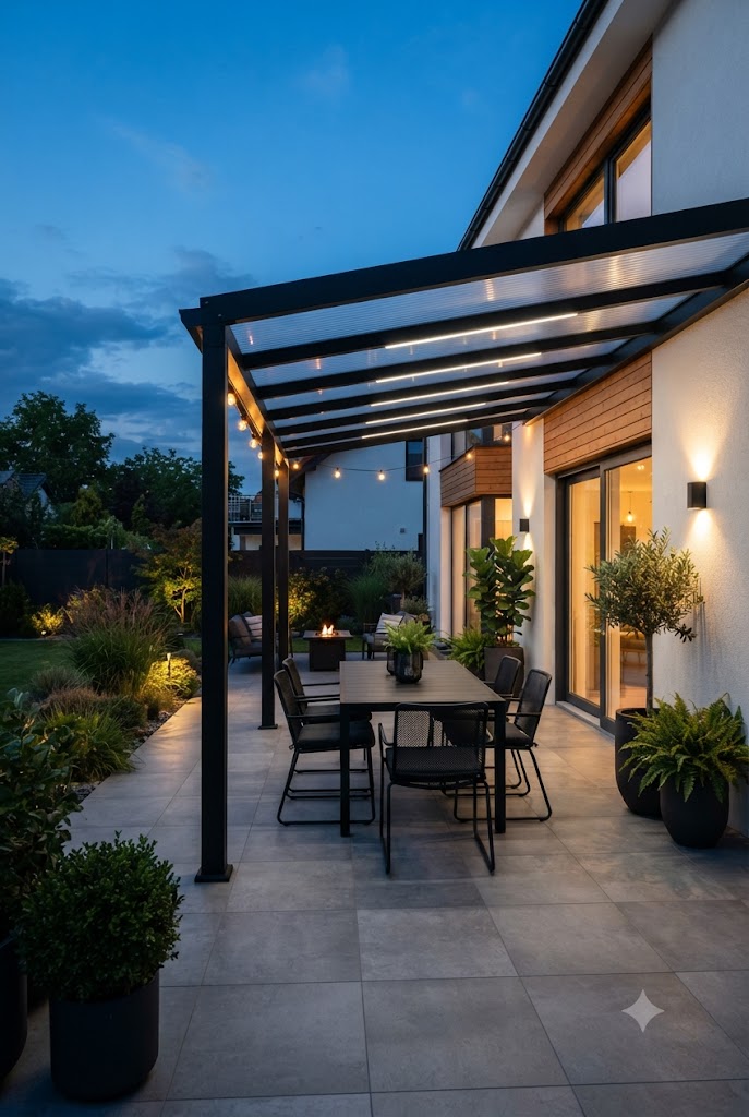 Modern Patio with Polycarbonate Awning