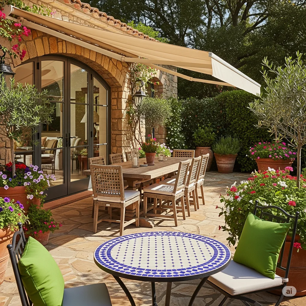 Colorful Moroccan-Inspired Patio lush garden and dinning area