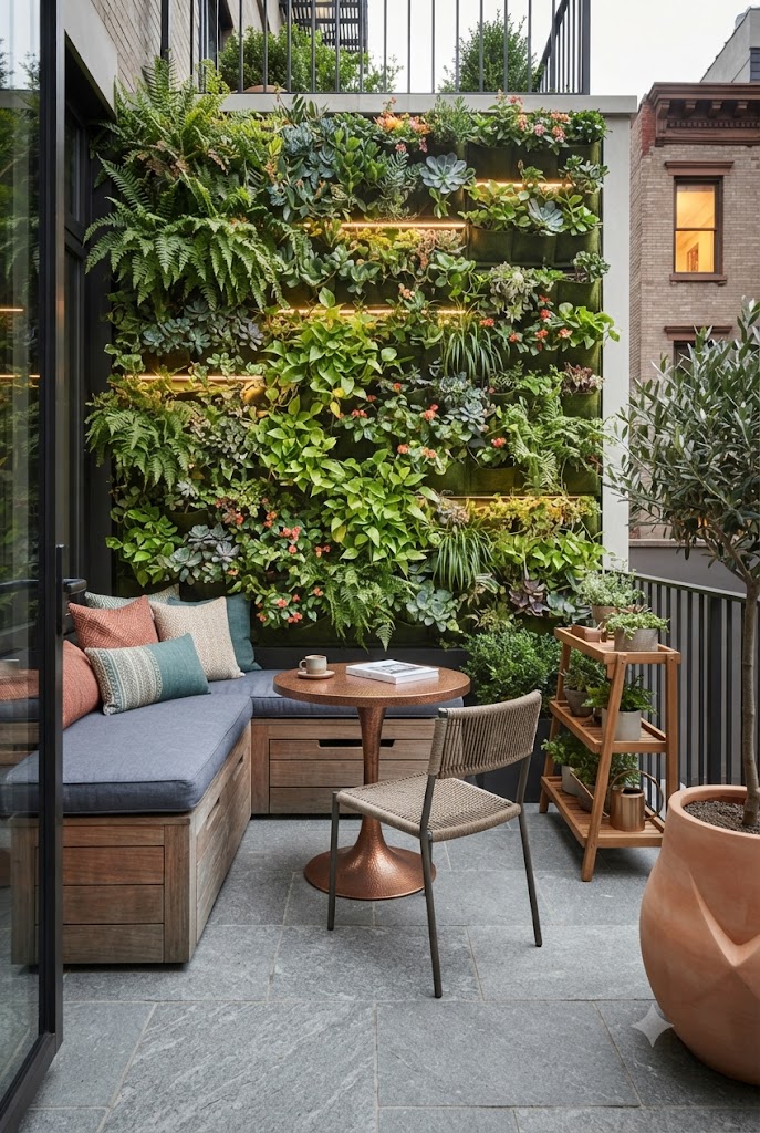 Small Urban Patio with Vertical Garden