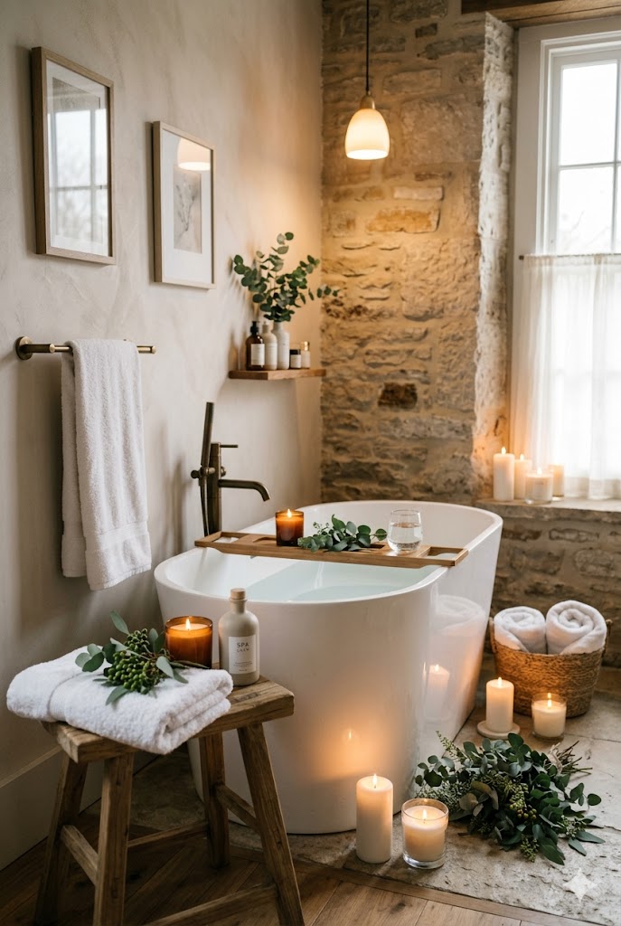 Candle Accents in the Bathroom