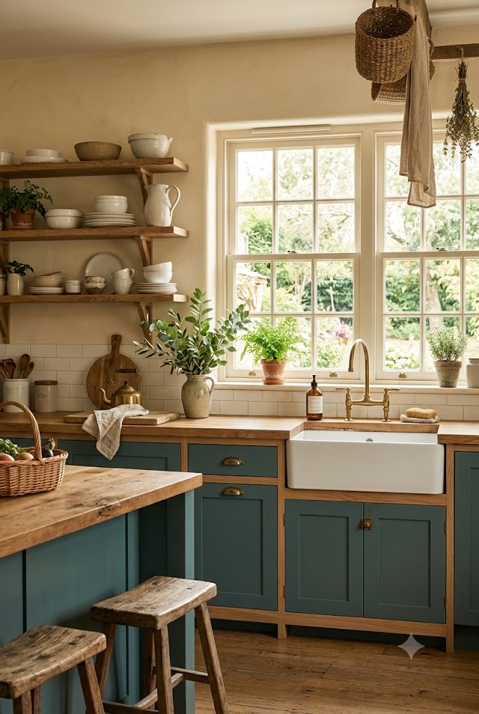 Teal and Buttermilk kichen color scheme