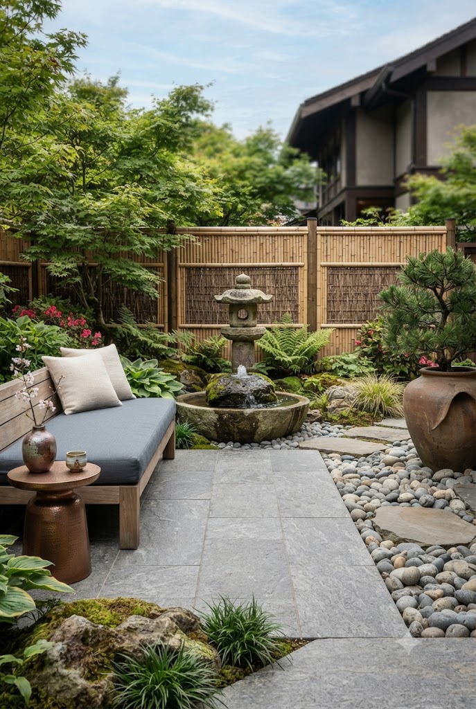 Zen Patio with Water Feature