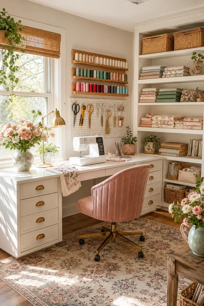 dreamy feminine sewing room