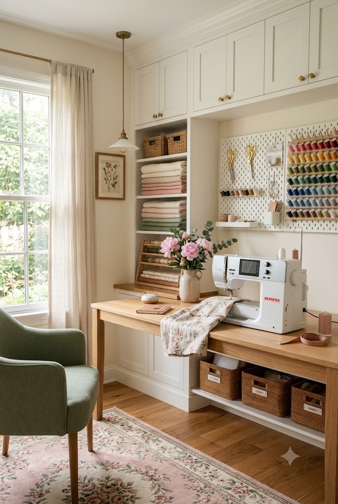 sewing room with Wall Storage