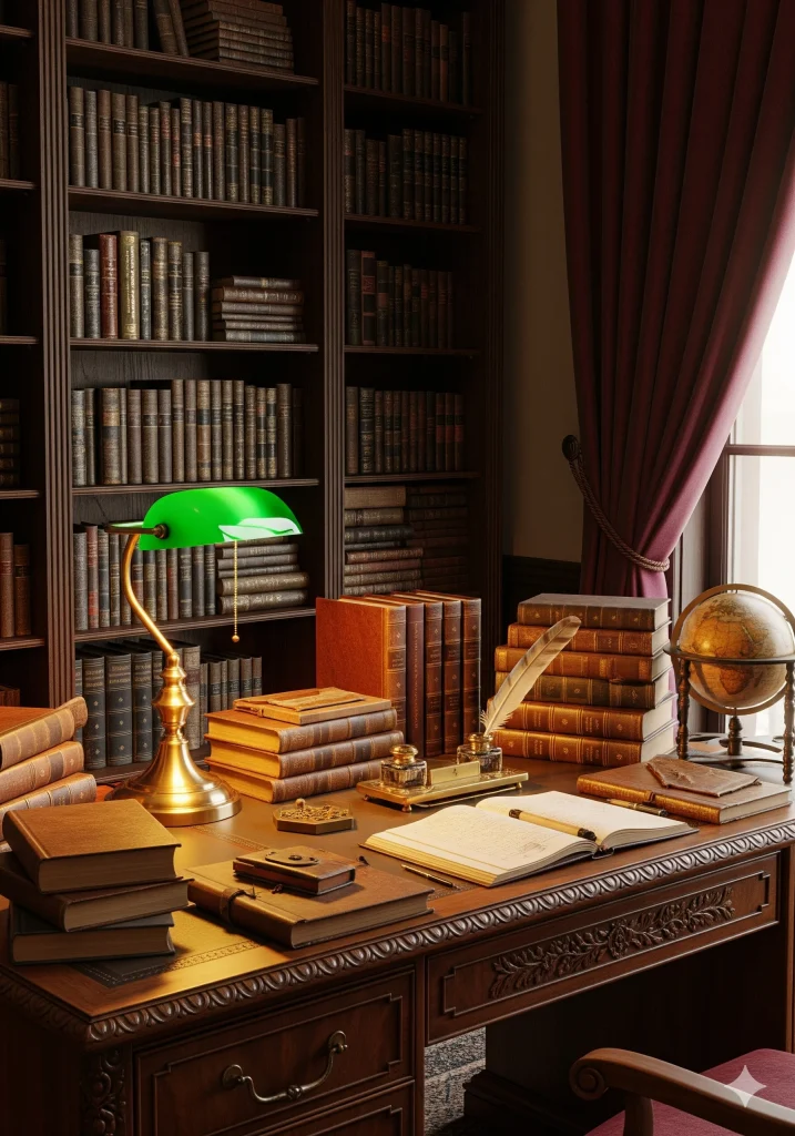 Dark Acadeima Library Desk