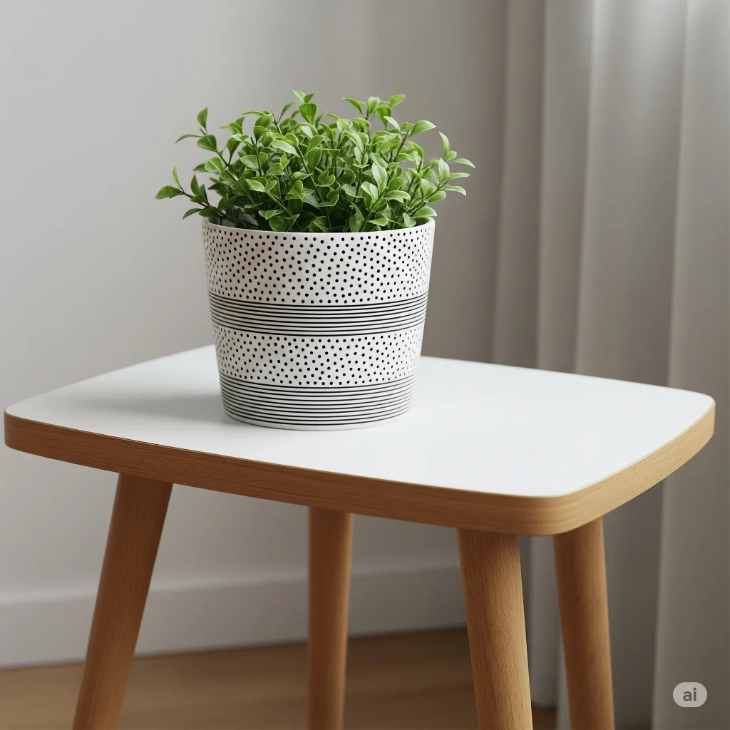 Minimalist Black and White painted pot, minimalist pot painting, black and white clay pots