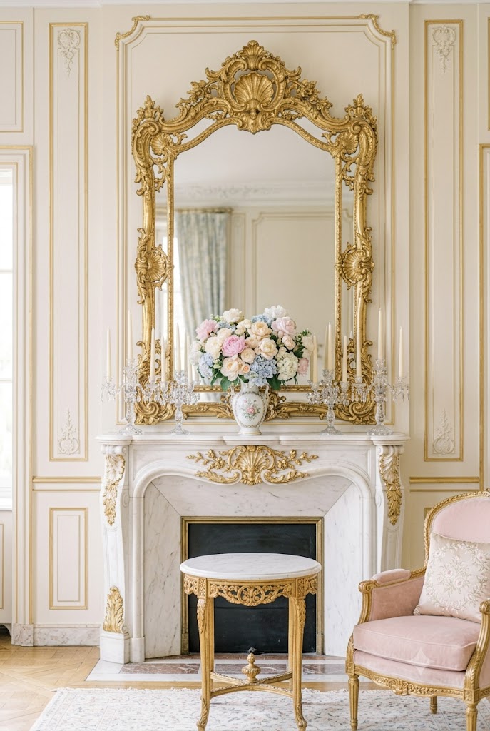 Rococo style gold-framed mirrors