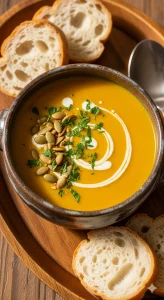 Pumpkin Soup with Creamy Swirl: A Cozy Fall Recipe