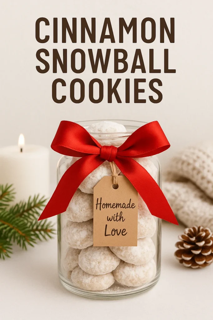 Cinnamon Sugar Snowball Cookies Recipe for Homemade Gift for Winter Holidays
