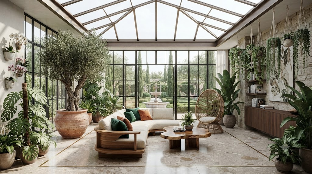 A spectacular glass conservatory sunroom