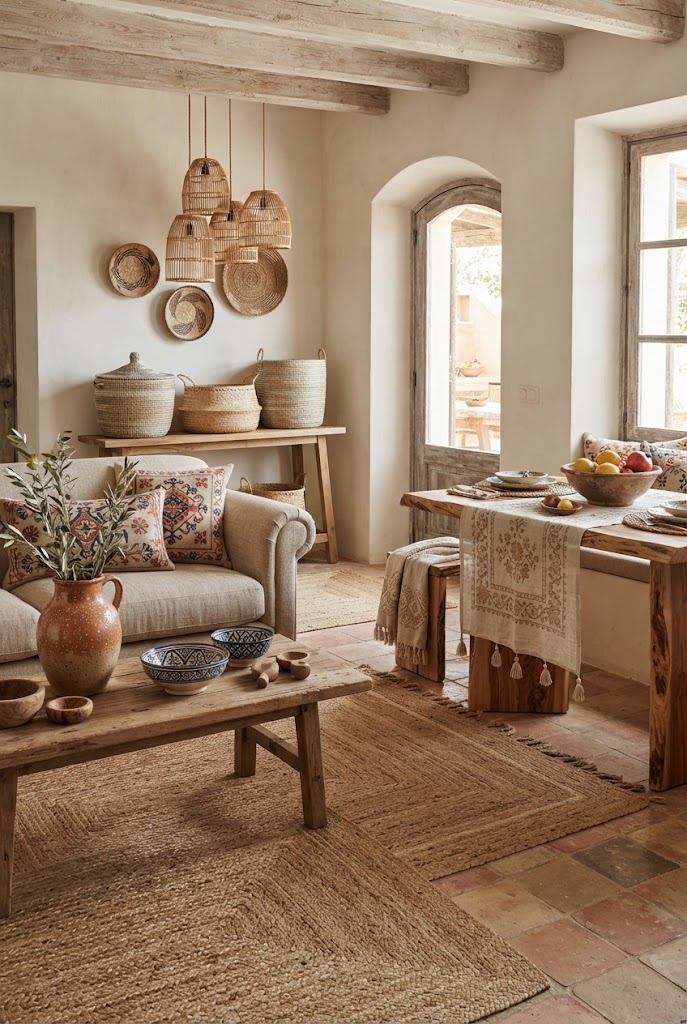 Mediterranean-inspired home with handcrafted items