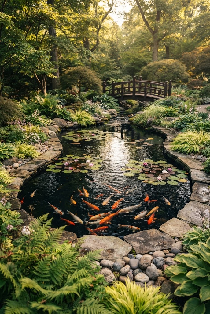  Koi Pond with Water Lilies