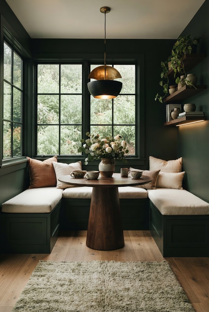 Modern Moody Breakfast Nook with Dark Elegance