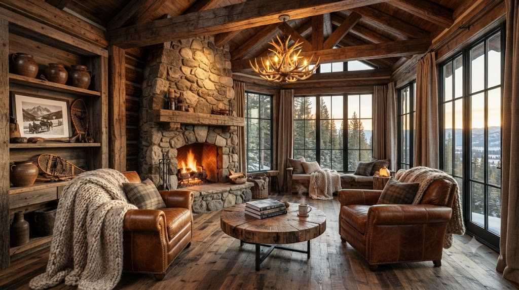 Rustic Log Cabin Style sunroom