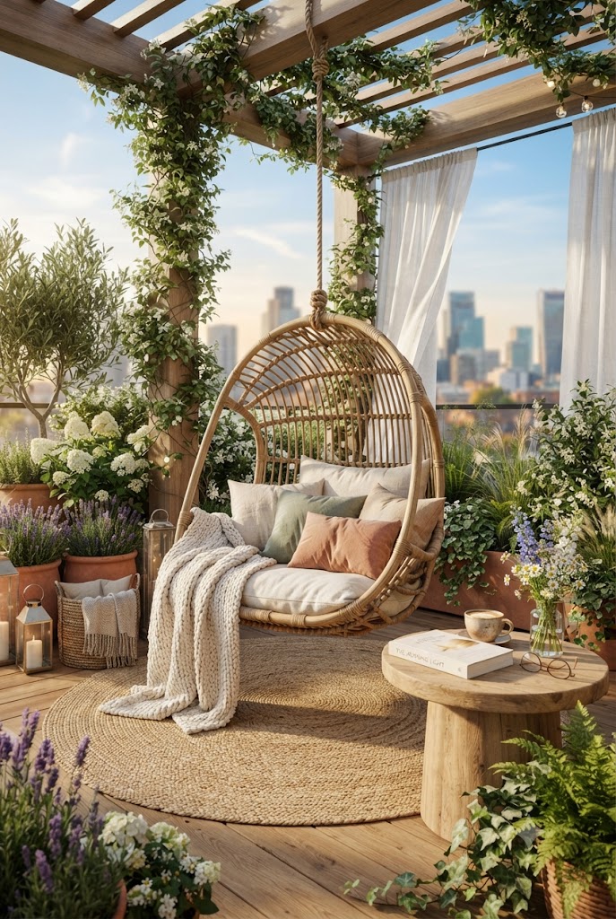 Cozy Reading Corner with Swing Chair