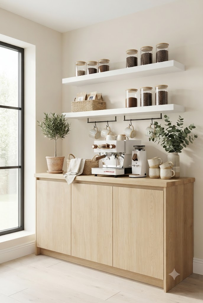 Scandinavian-style home coffee station