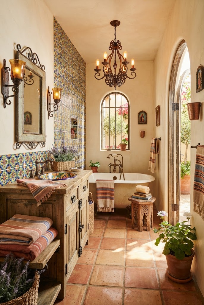 Spanish bathroom design with Colorful Talavera Tiles