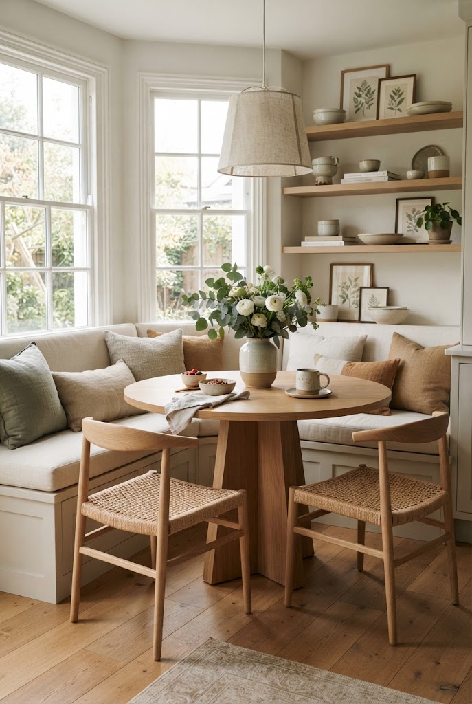 Breakfast Nook with Open Shelving