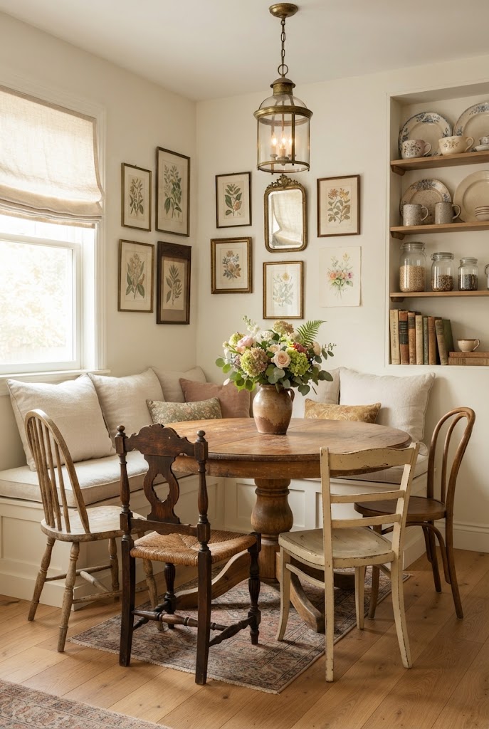  Vintage Breakfast Nook with Collected Charm