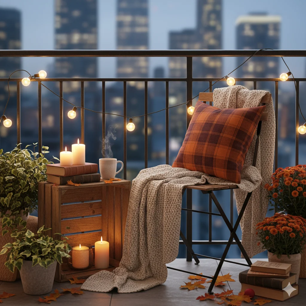 autumn-themed Balcony Reading Nook
