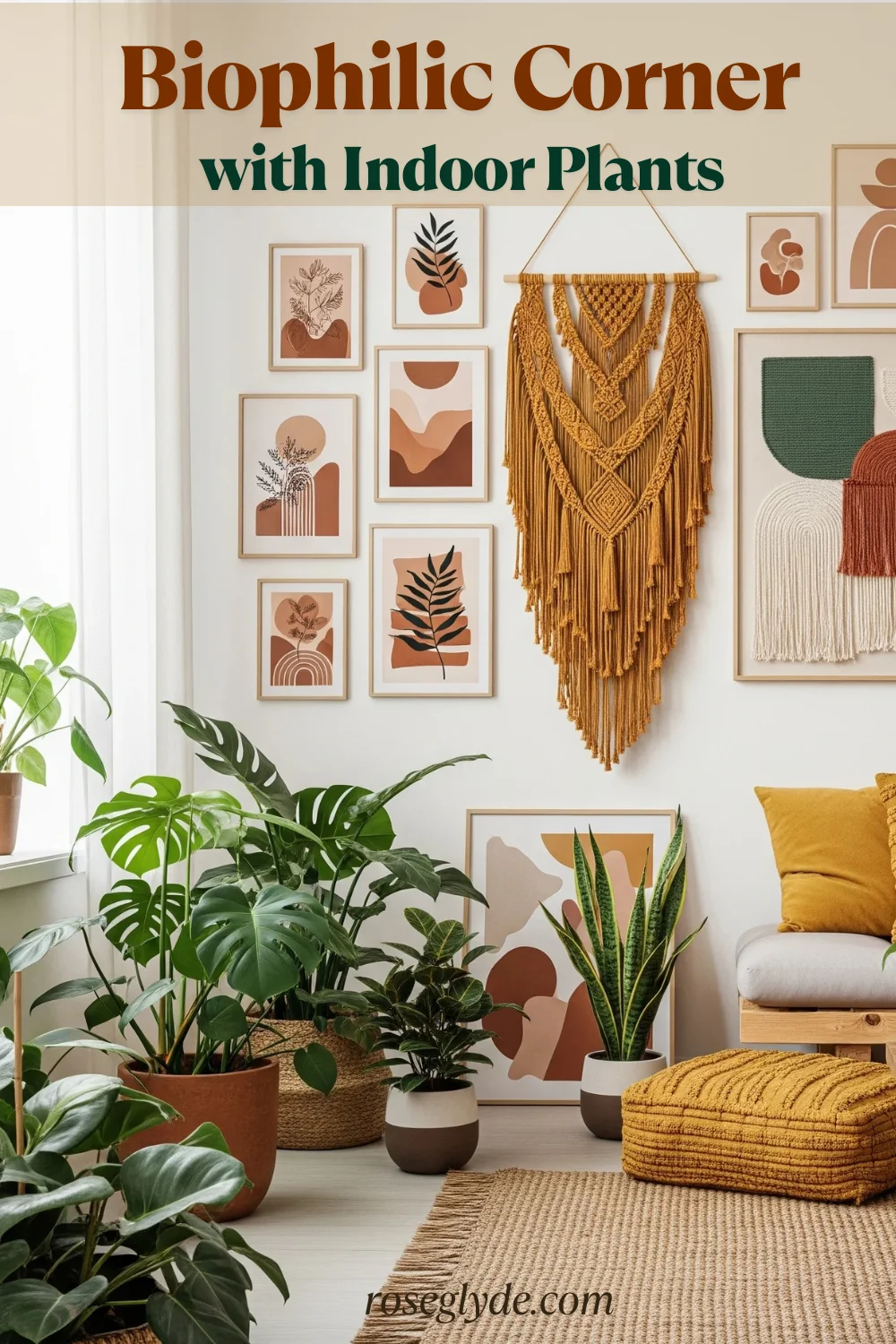 Cozy Biophilic Corner with Indoor Plants