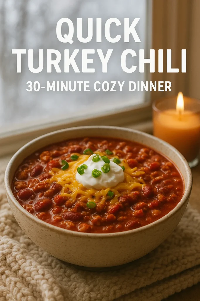 Quick Turkey Chili Winter Recipe.
high-protein winter recipe, 30-minute chili, healthy comfort food