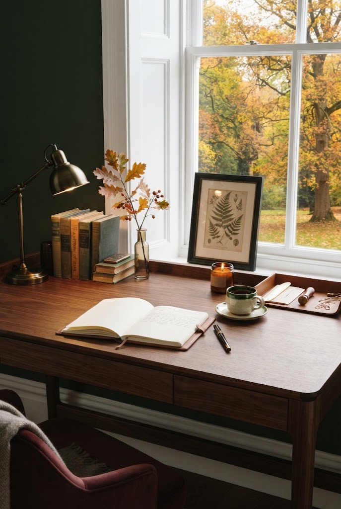 vintage fall reading nook