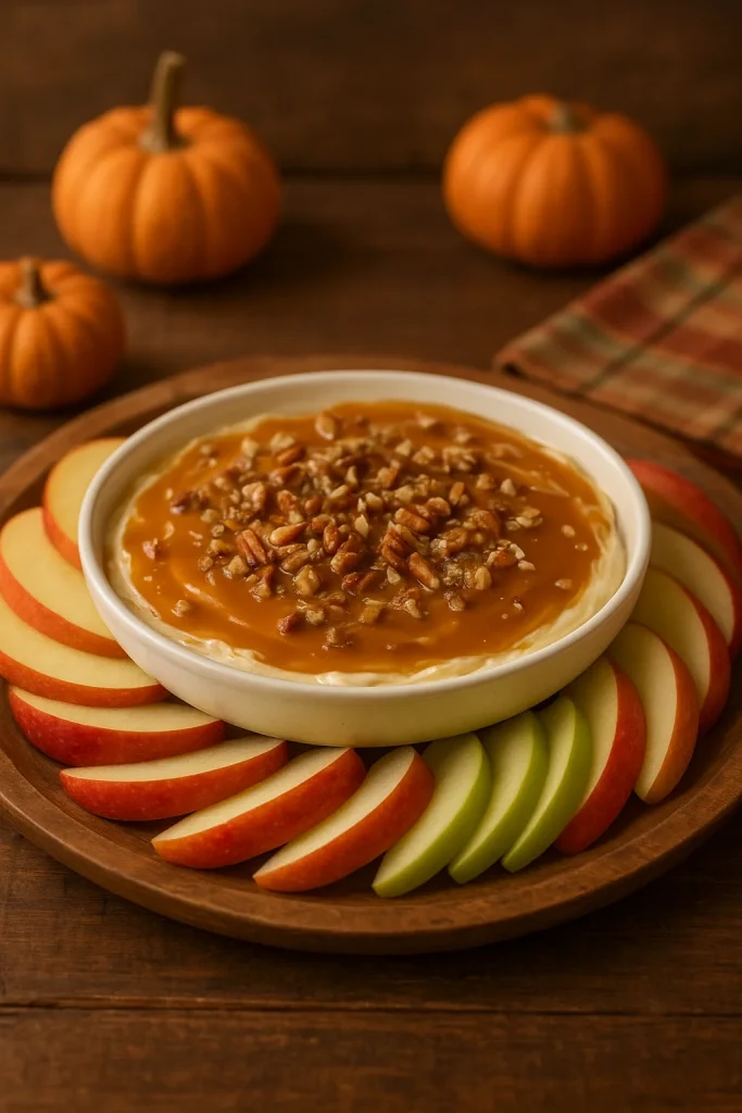 Caramel Apple Cheesecake Dip, a popular fall dessert dip. 