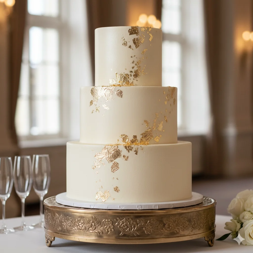 Champagne and gold leaf luxe cake