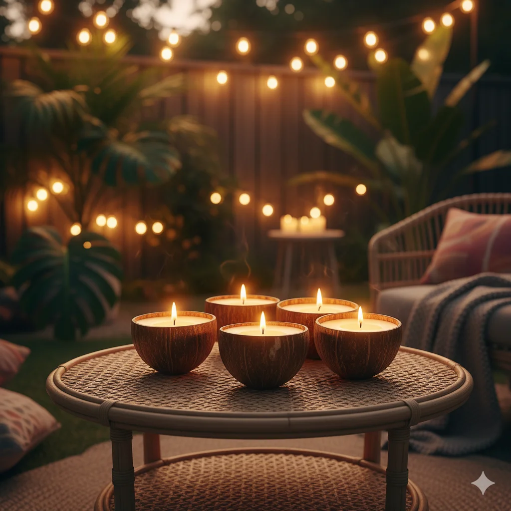 Tropical Coconut Shell Candles