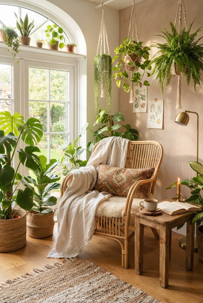 Biophilic Corner with Indoor Plants