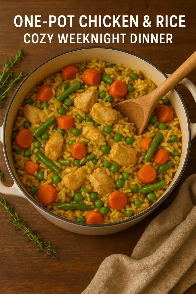 One-Pot Chicken & Rice with Winter Veggies.
winter comfort food, healthy one-pot dinner, quick chicken recipe