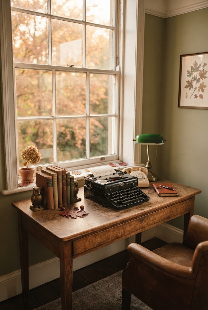 Fall decor vintage-inspired desk