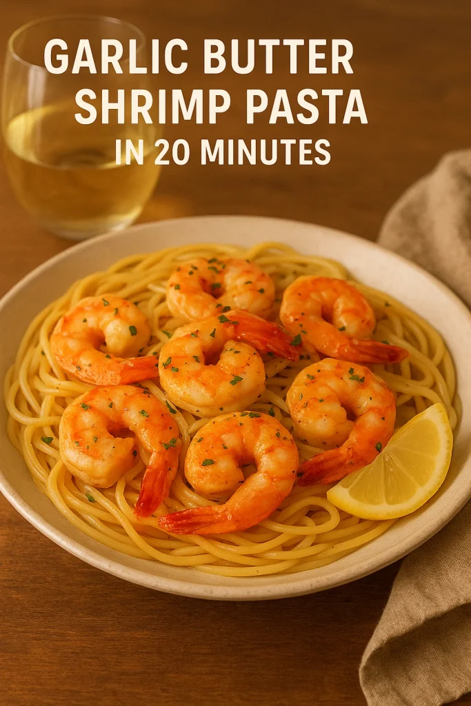 Garlic Butter Shrimp with Pasta.
20-minute dinner, seafood recipe, easy winter pasta