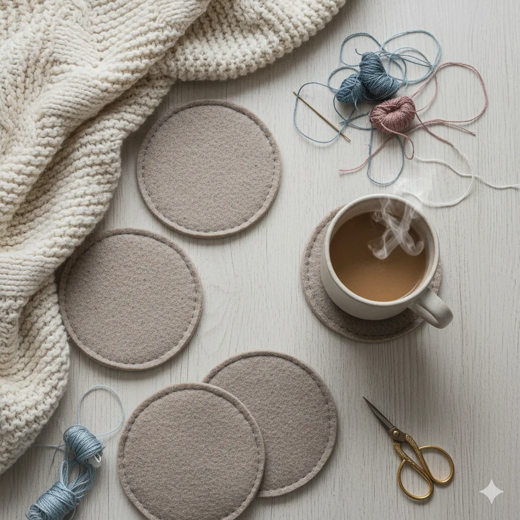 Hand-Stitched Felt Coasters,felt crafts