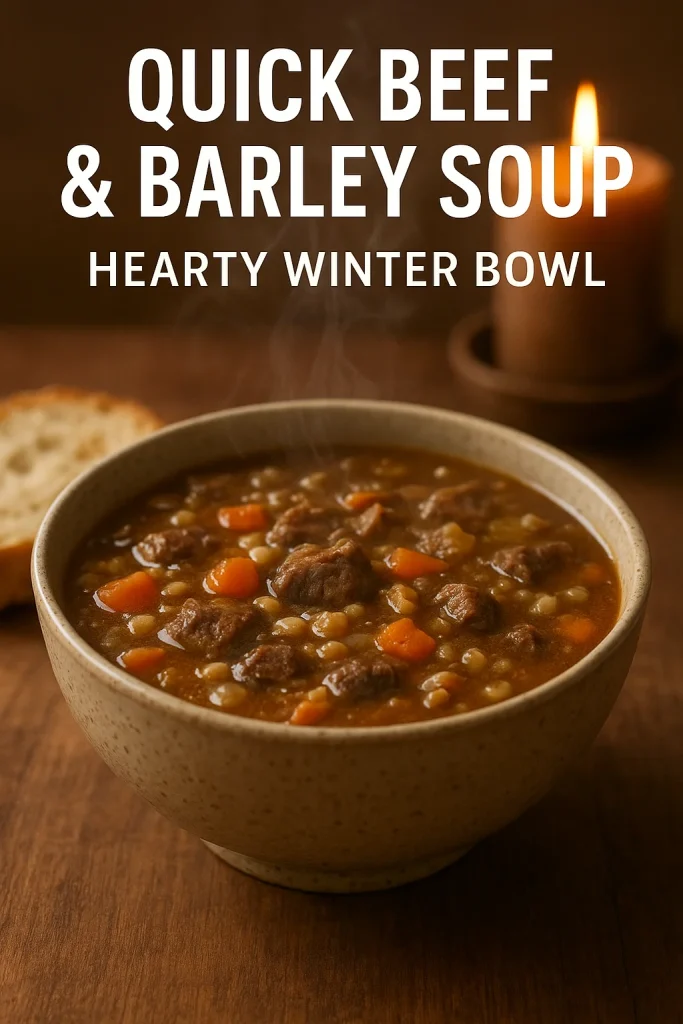 Beef & Barley Soup (Quick Version).
hearty winter soup, easy beef recipe, 30-minute dinner